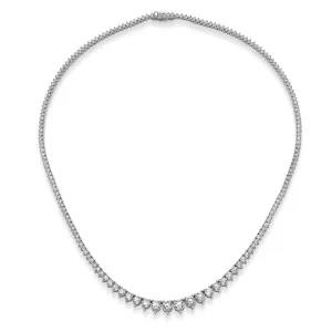 10.25 ct Round Brilliant Cut Lab Grown Diamond Graduated Tennis Necklace in 14k White Gold