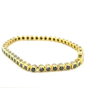 18kt Green Gold Tennis Bracelet with Black Diamonds