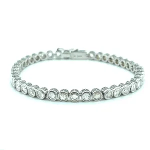 18kt White Gold Tennis Bracelet with White Rose-cut Diamonds