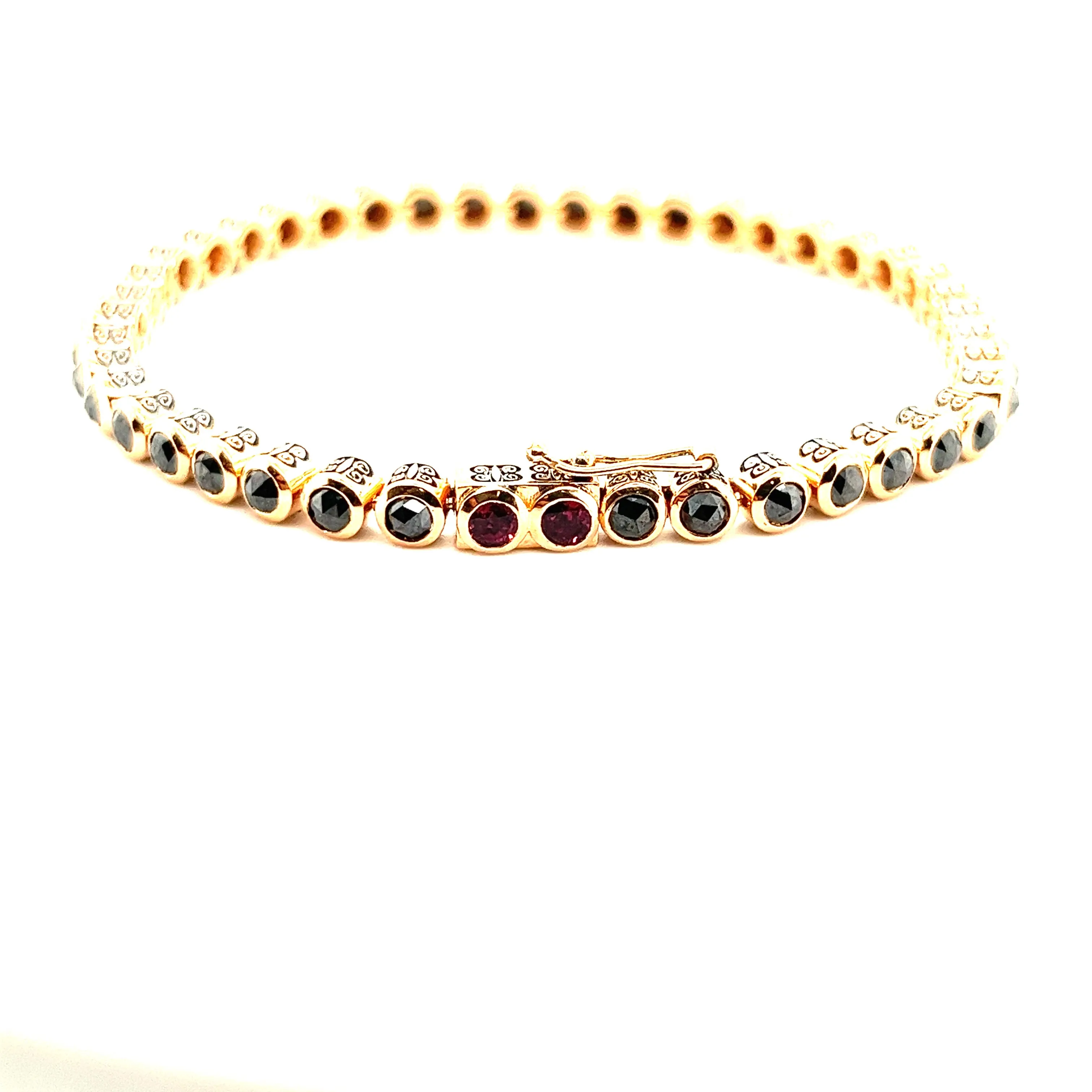 20kt Rose Gold Tennis Bracelet with Black Diamonds