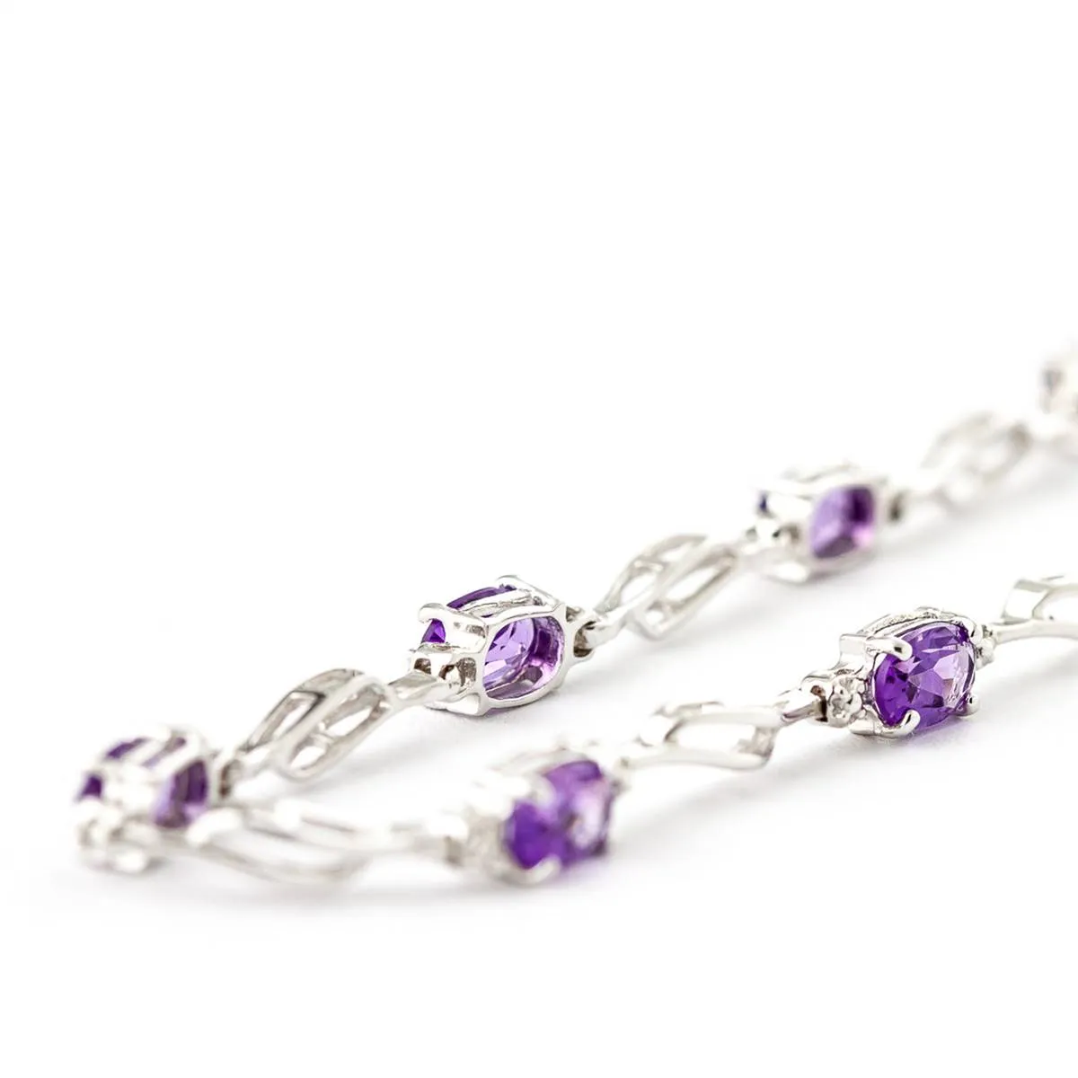 2.96 Carat 14K Solid White Gold Tennis Bracelet Amethyst Diamond