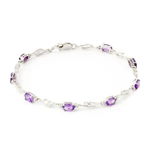 2.96 Carat 14K Solid White Gold Tennis Bracelet Amethyst Diamond