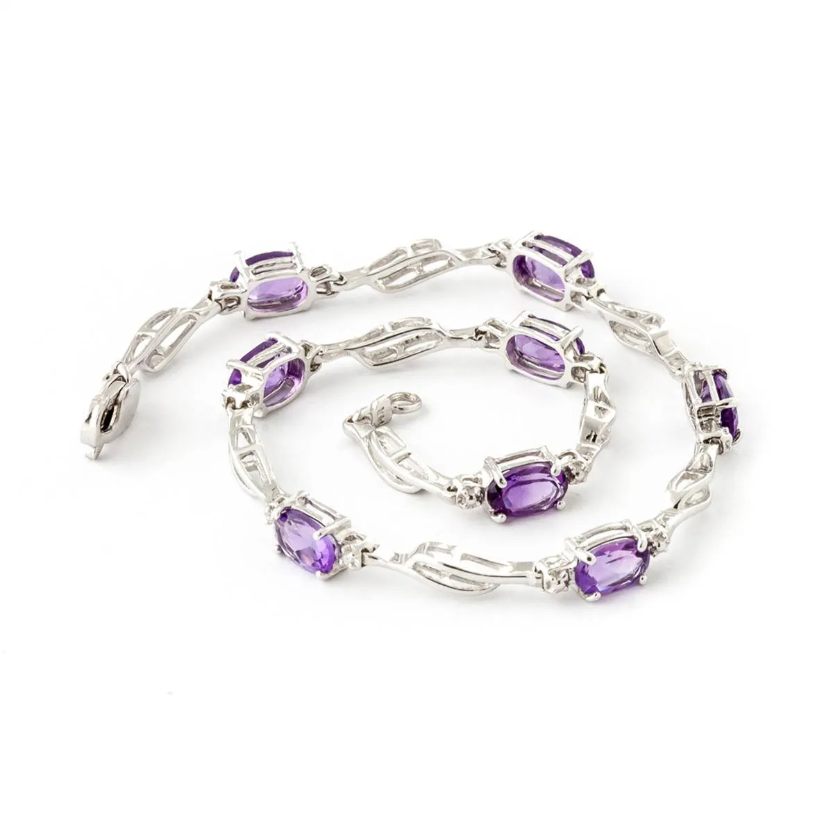 2.96 Carat 14K Solid White Gold Tennis Bracelet Amethyst Diamond