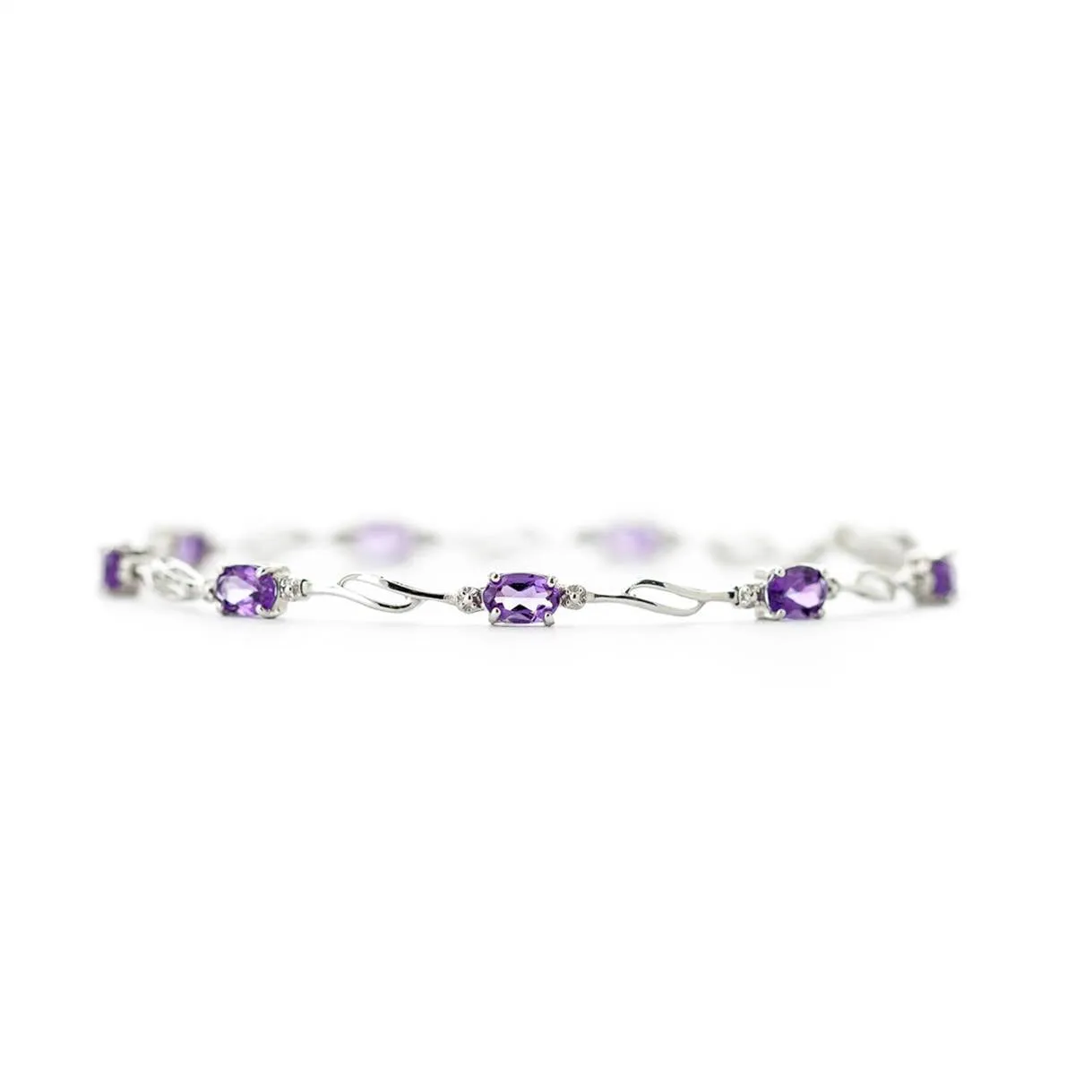 2.96 Carat 14K Solid White Gold Tennis Bracelet Amethyst Diamond