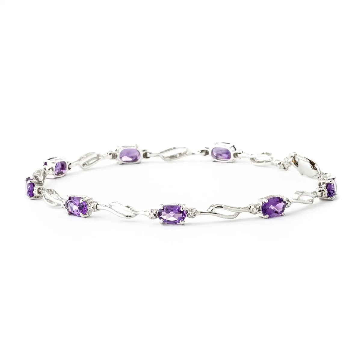 2.96 Carat 14K Solid White Gold Tennis Bracelet Amethyst Diamond