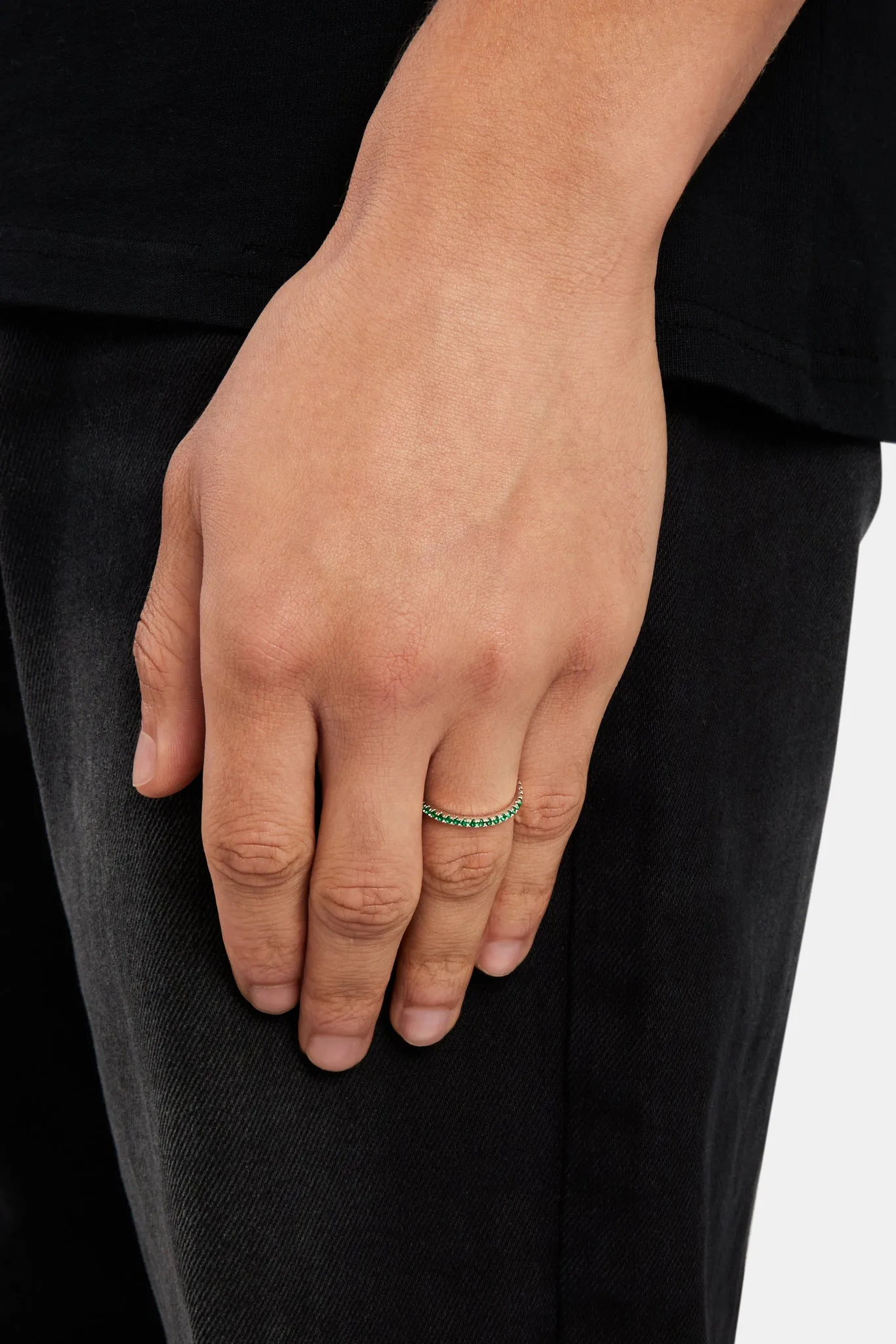 2mm 925 Green CZ Tennis Ring