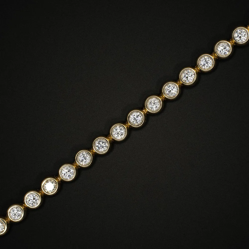 3 CARAT DIAMOND TENNIS BRACELET BEZEL SET 14k YELLOW GOLD ROUND BRILLIANT CUT