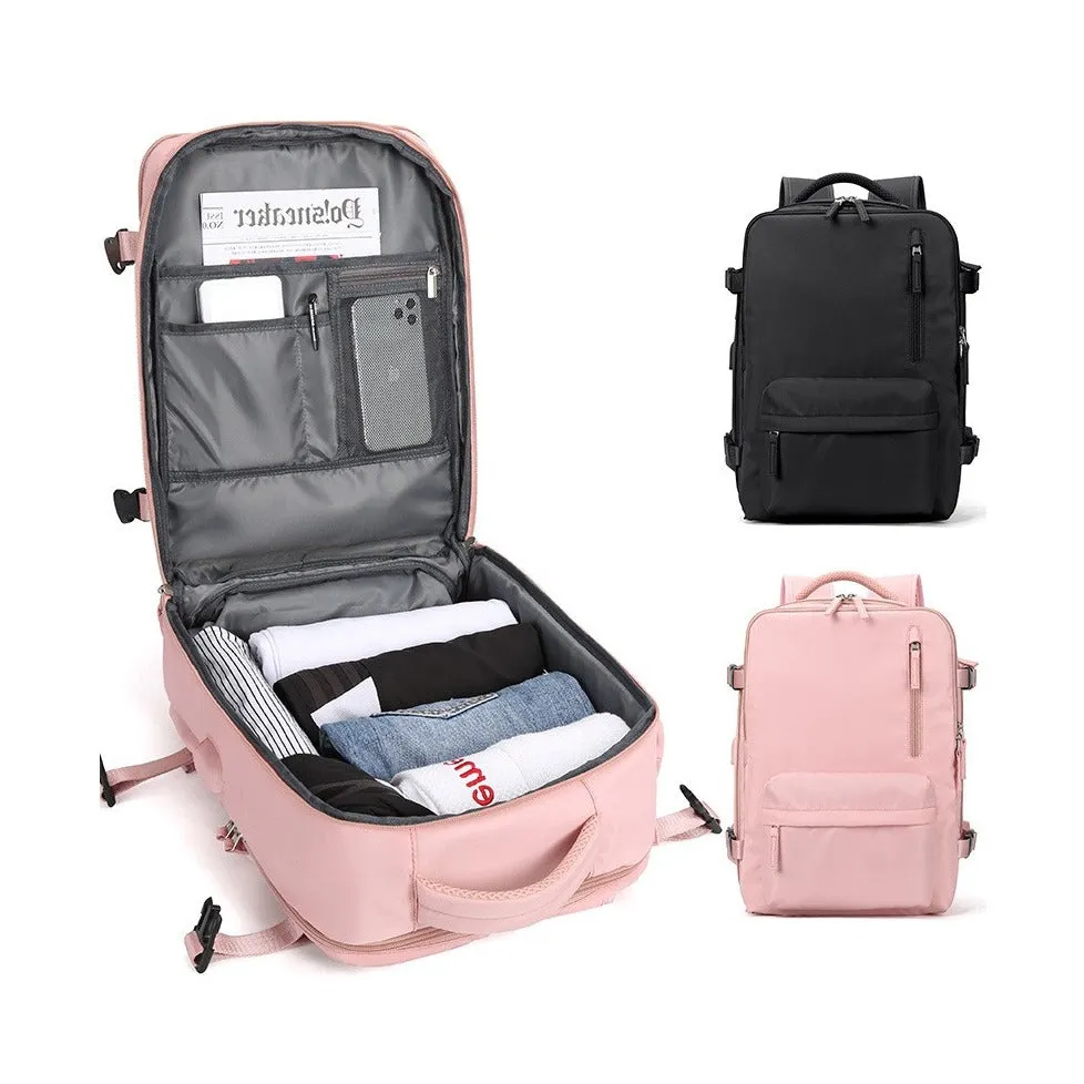 (31x45cm) Water-repellent travel bag with shoe / wet compartment / laptop compartment up to 15.6" - Pink