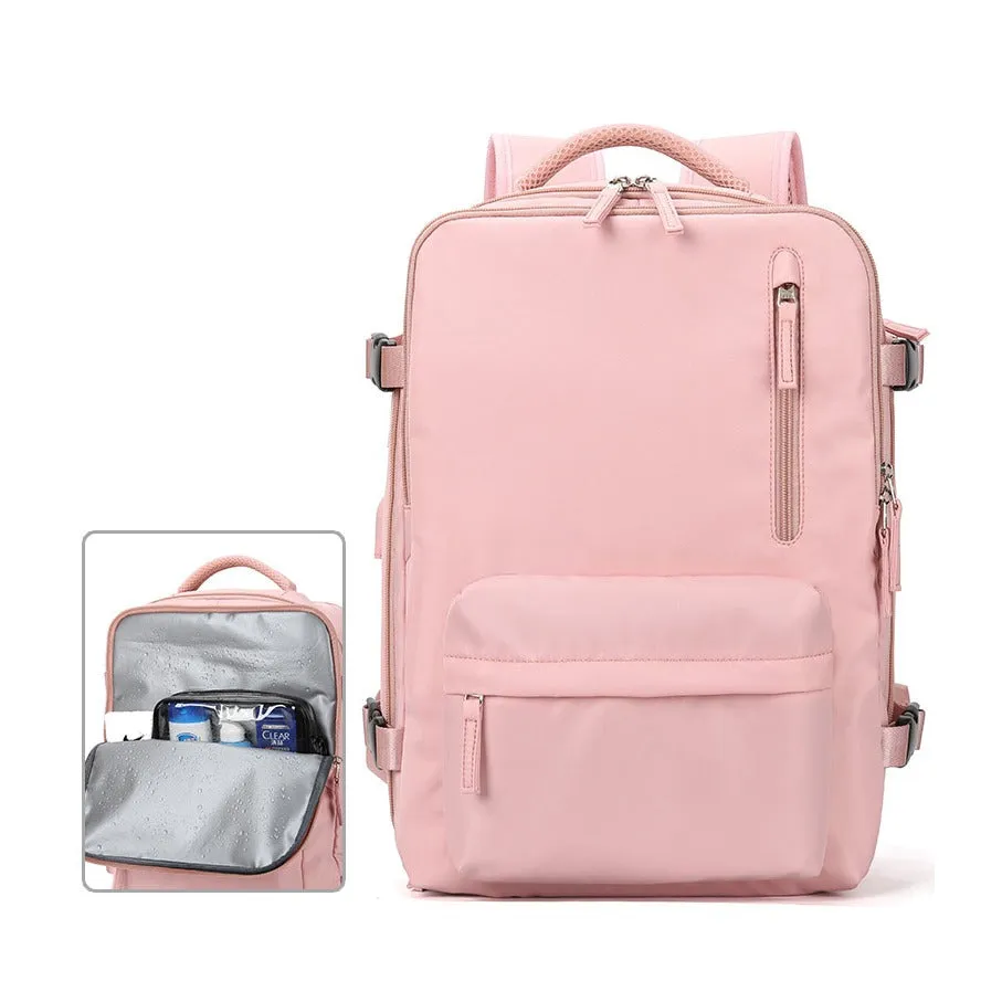 (31x45cm) Water-repellent travel bag with shoe / wet compartment / laptop compartment up to 15.6" - Pink