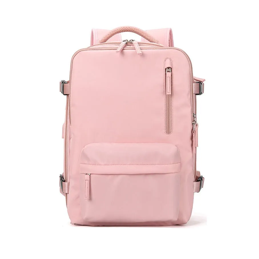 (31x45cm) Water-repellent travel bag with shoe / wet compartment / laptop compartment up to 15.6" - Pink