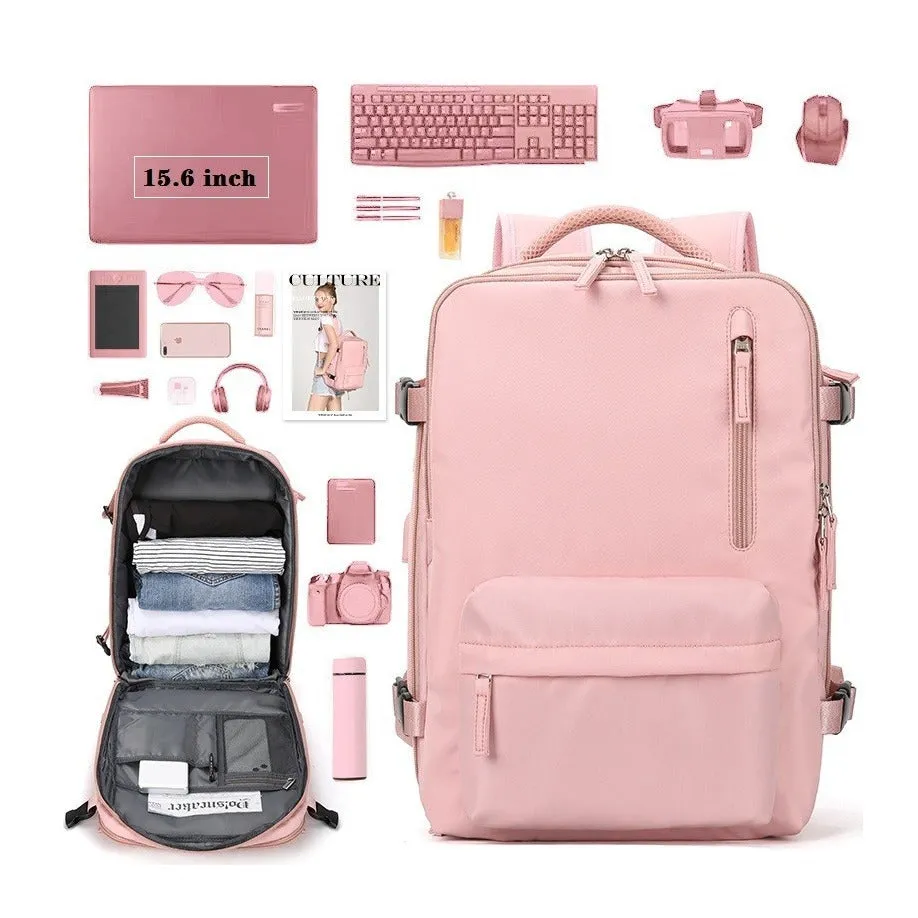 (31x45cm) Water-repellent travel bag with shoe / wet compartment / laptop compartment up to 15.6" - Pink