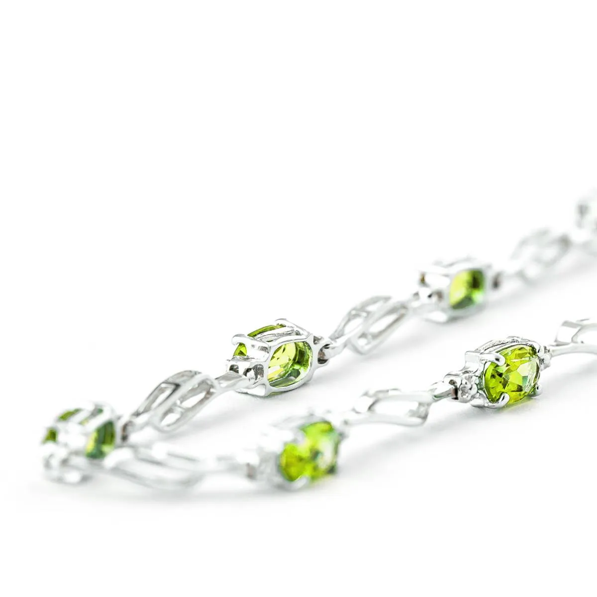 3.39 Carat 14K Solid White Gold Tennis Bracelet Peridot Diamond