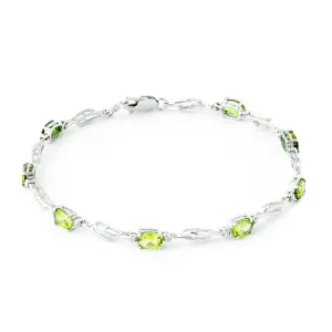 3.39 Carat 14K Solid White Gold Tennis Bracelet Peridot Diamond