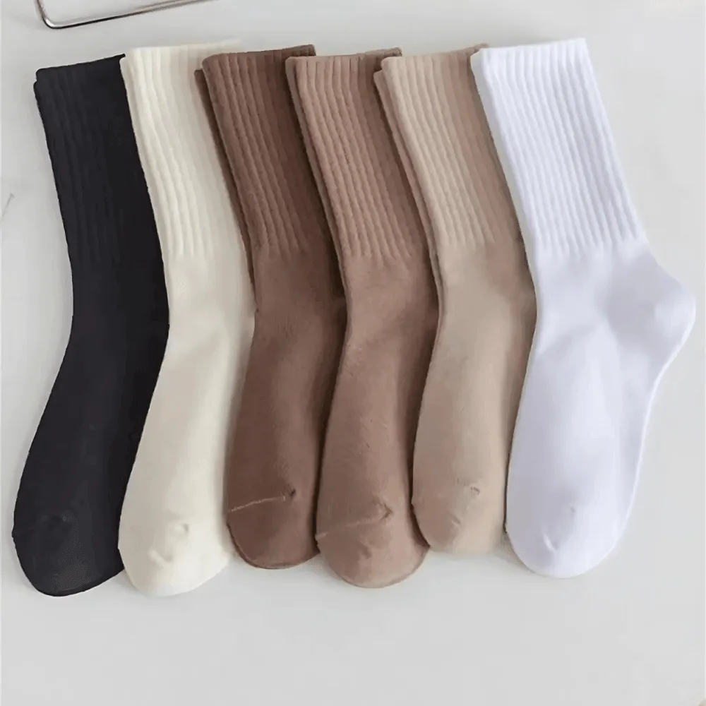 6-Pack Women Solid Colored Casual Socks - Comfortable and Versatile