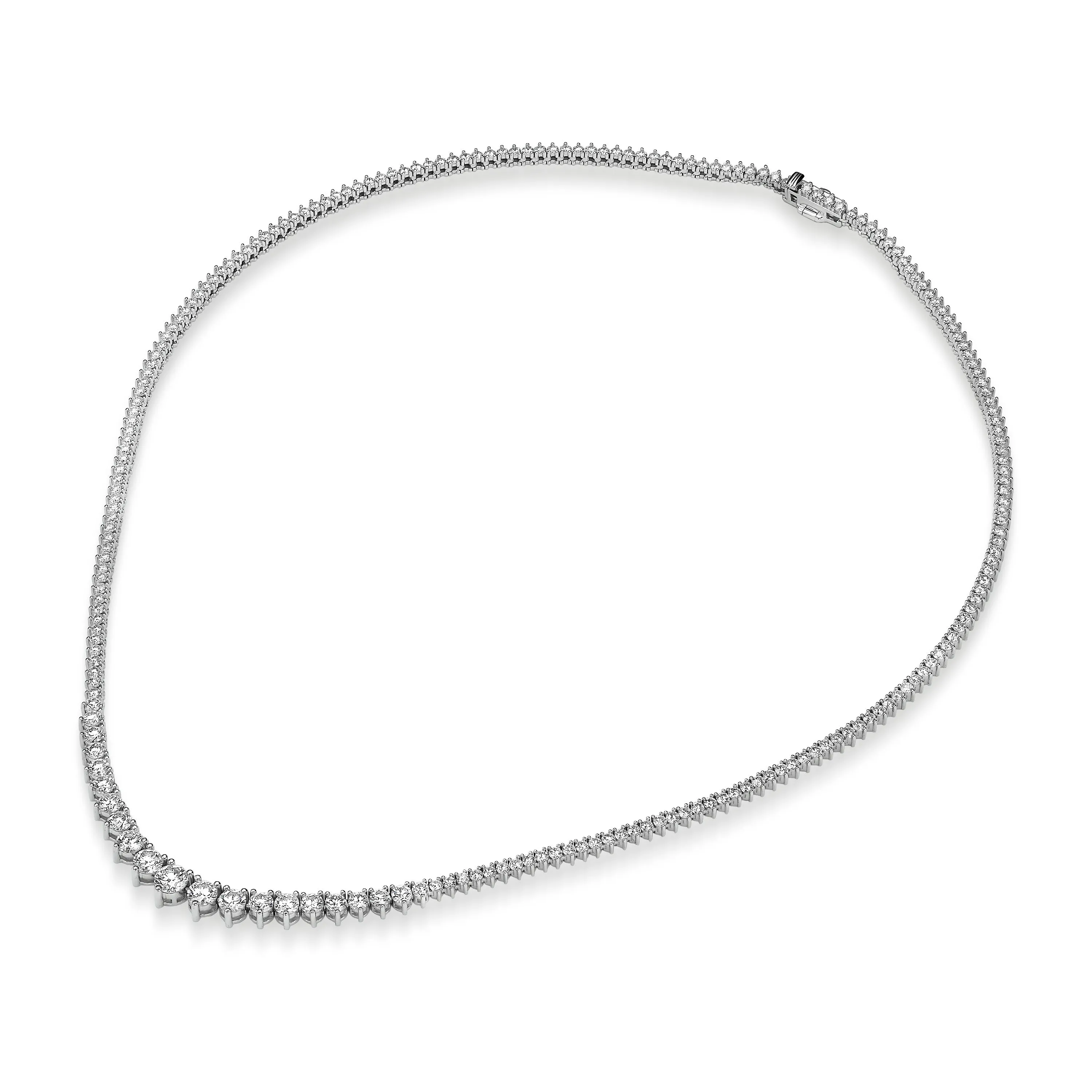 7.50 ct Round Brilliant Cut Lab Grown Diamond Graduated Tennis Necklace in 14k White Gold