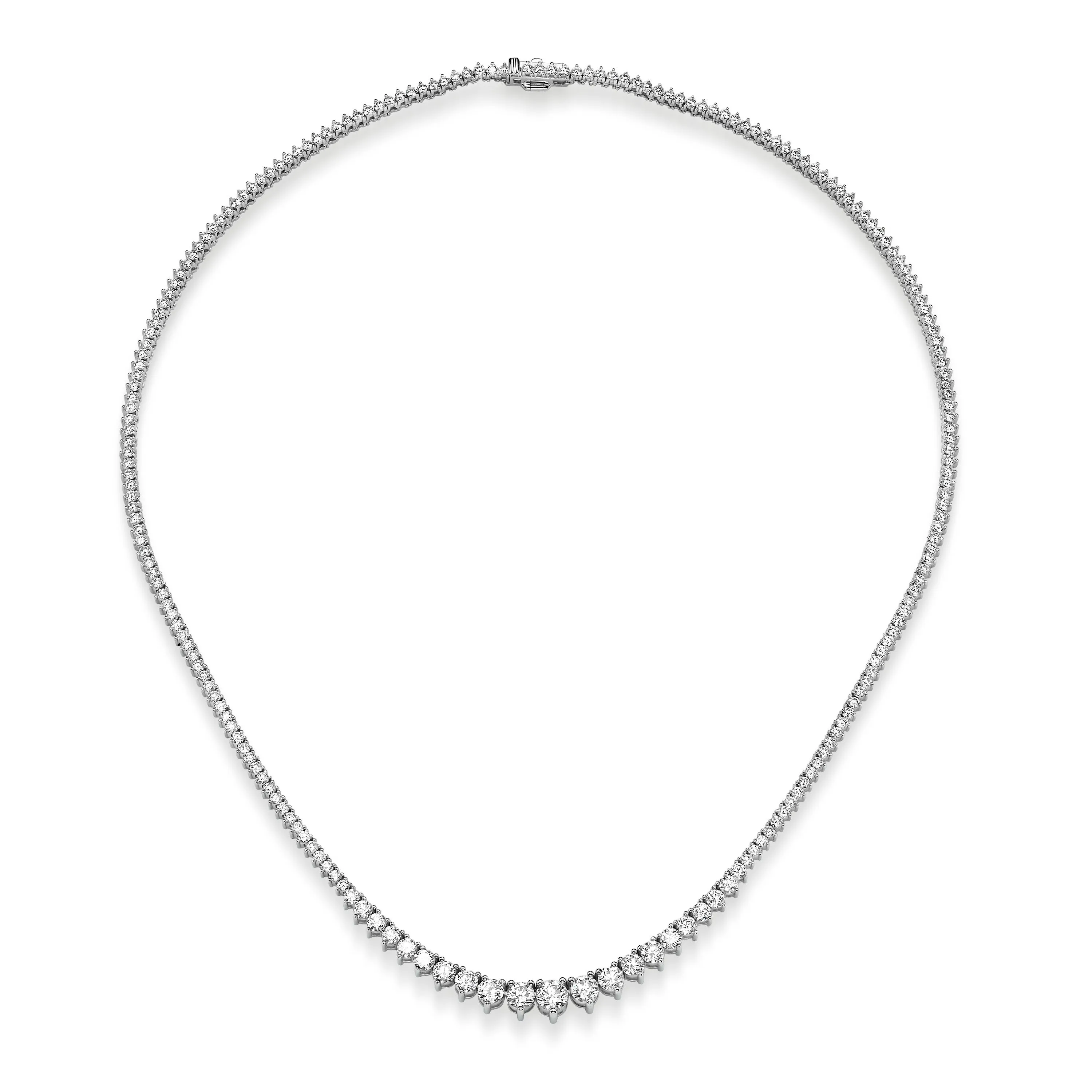 7.50 ct Round Brilliant Cut Lab Grown Diamond Graduated Tennis Necklace in 14k White Gold