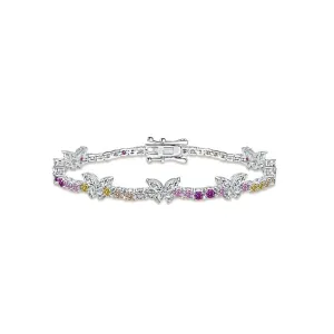 925 Silver Colored CZ Diamond Butterfly Tennis Bracelet