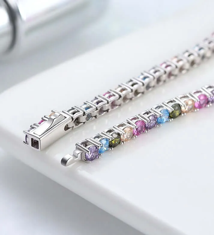 925 Silver Colorful All Inclusive Tennis Bracelet