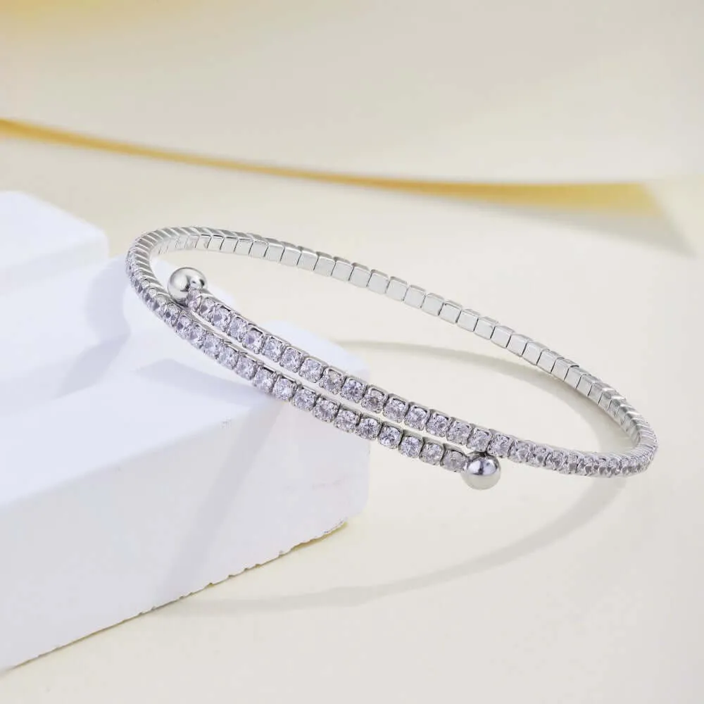 925 Silver Three Color CZ Diamond Full Tennis Adjustable Bracelet