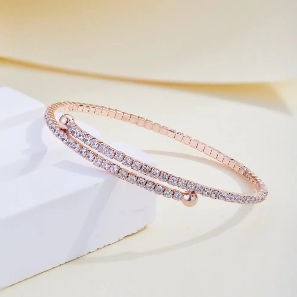 925 Silver Three Color CZ Diamond Full Tennis Adjustable Bracelet