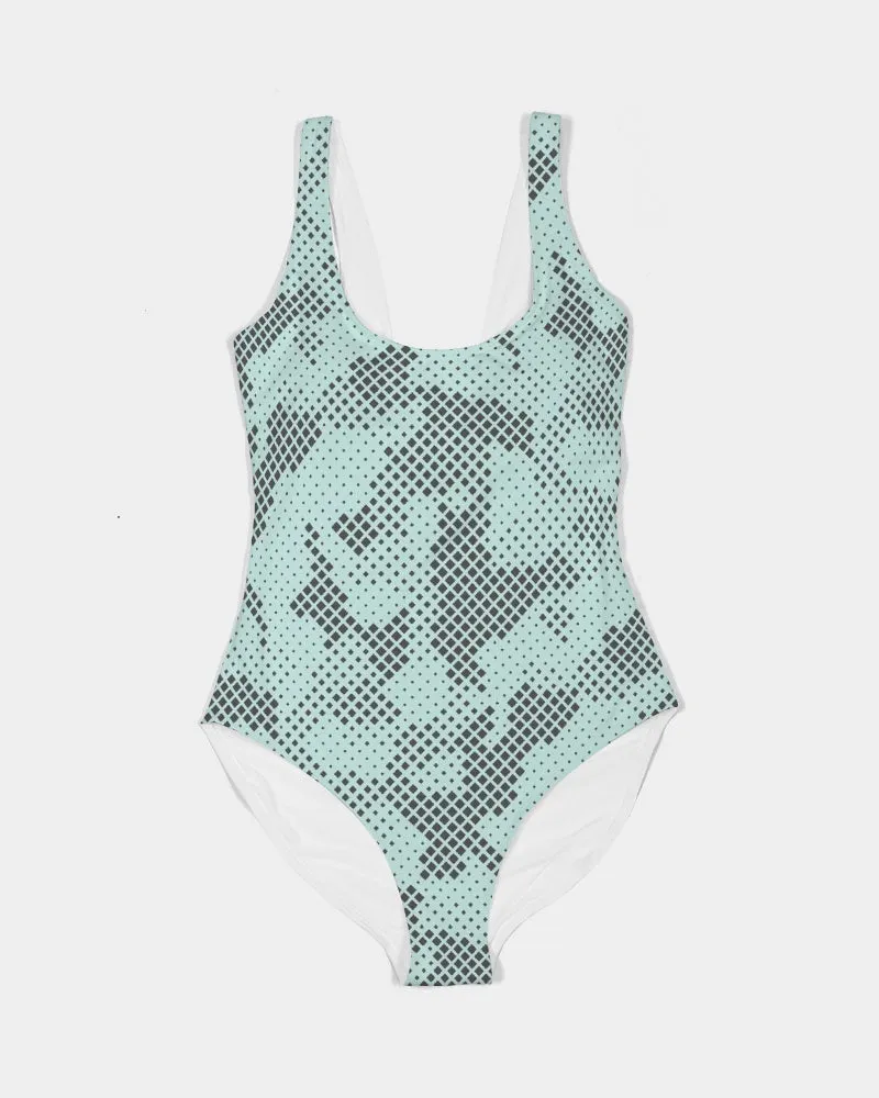 Althea Athletic Diamond Camo Feminine One-Piece Swimsuit