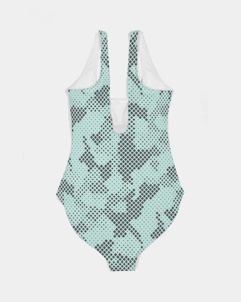 Althea Athletic Diamond Camo Feminine One-Piece Swimsuit