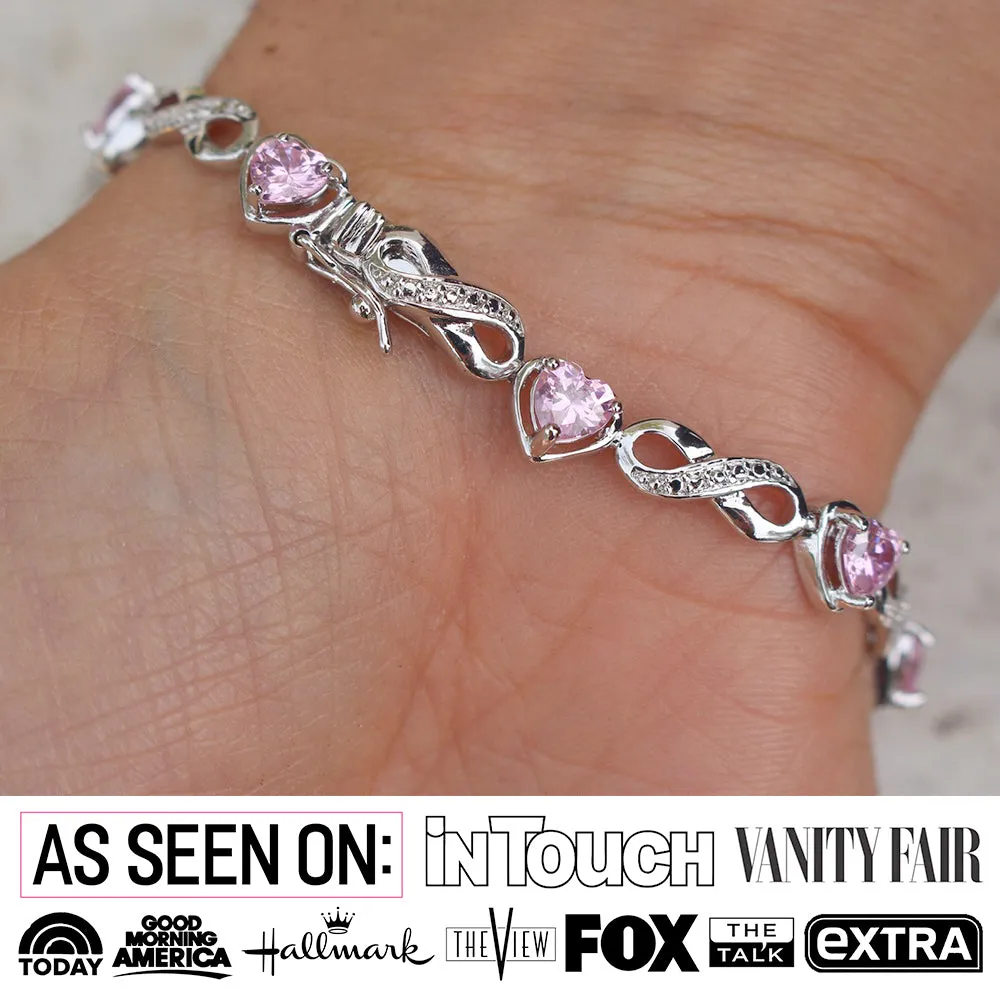 Amanda 18k White Gold Plated Infinity Heart Tennis Bracelet with CZ Crystals