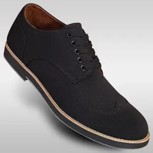 Aris Allen Men's Black Canvas Wingtip Feather Light Dance Shoes