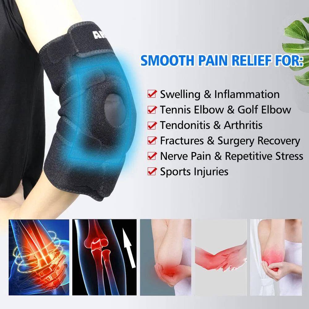 ARRIS Elbow Support Reusable Wearable Gel Ice Pack Wrap for Hot & Cold Therapy - for Tennis Elbow, Golfers, Tendonitis, Arthritis and Sports Injuries