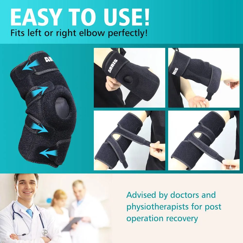 ARRIS Elbow Support Reusable Wearable Gel Ice Pack Wrap for Hot & Cold Therapy - for Tennis Elbow, Golfers, Tendonitis, Arthritis and Sports Injuries