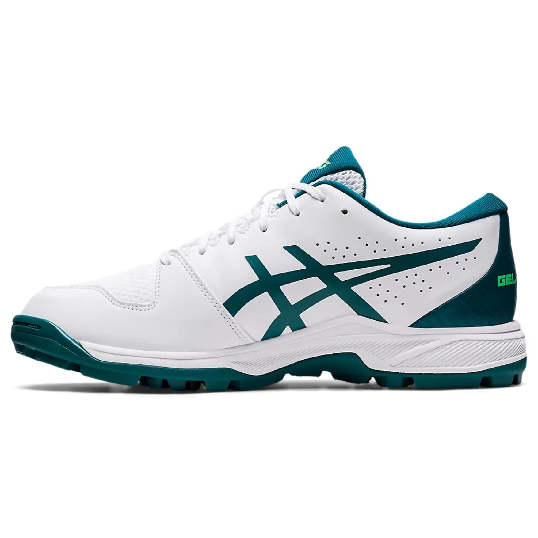 Asics Shoes, Gel-Peake 2, Cricket Shoes White Velvet Pine 2024 Model