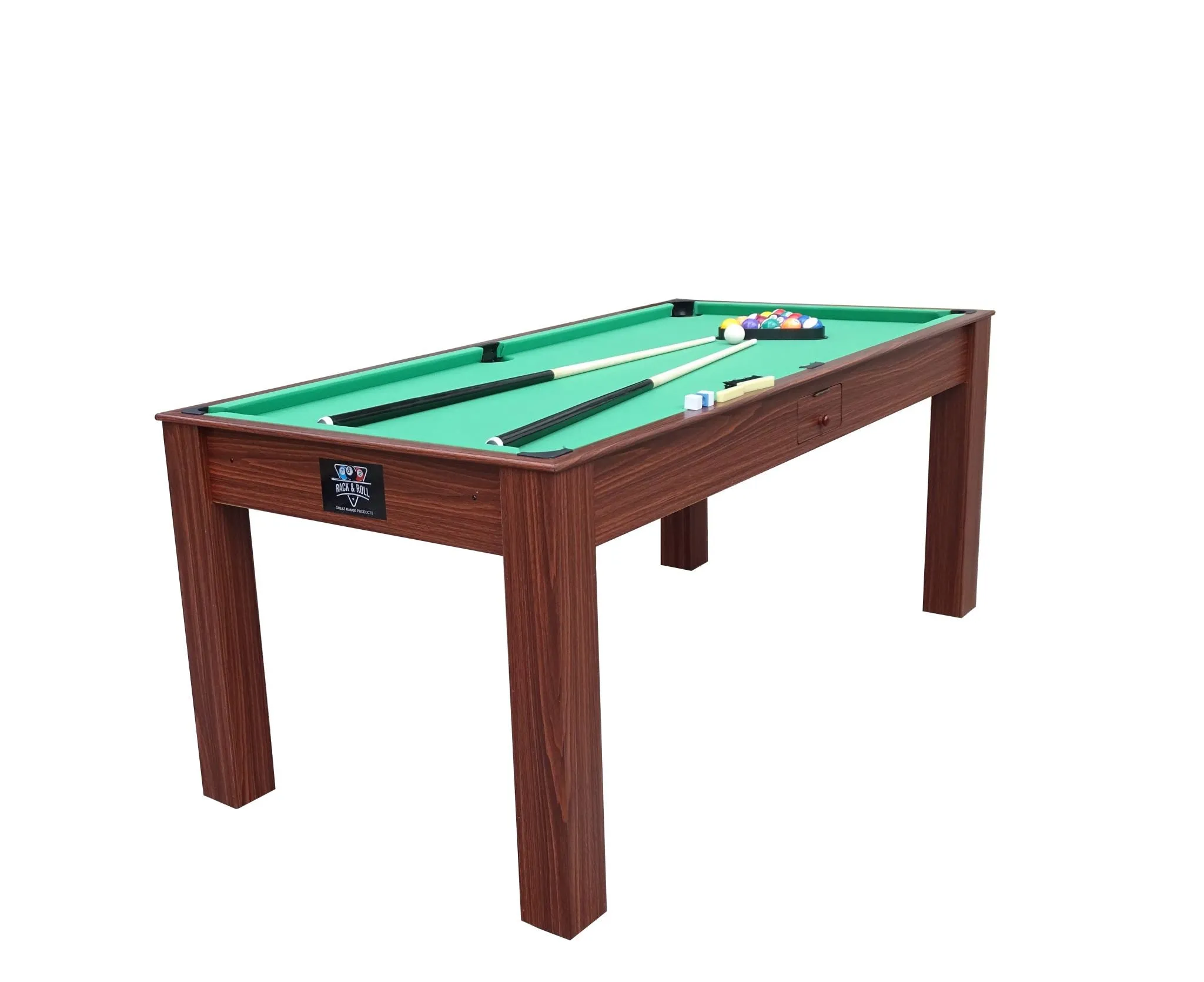 Assembled Rack & Roll Deluxe 6 ft 3 in 1 Pool Table, Table Tennis And Dining Table