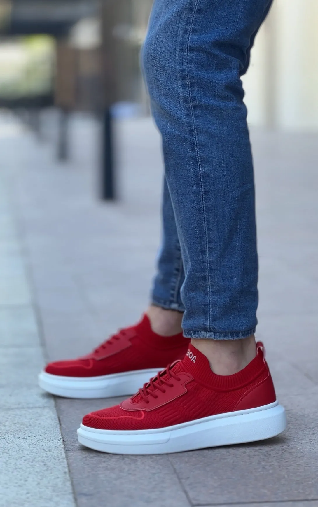 BA0812 Special Knitted Knitwear Style Red White Color Sports Shoes