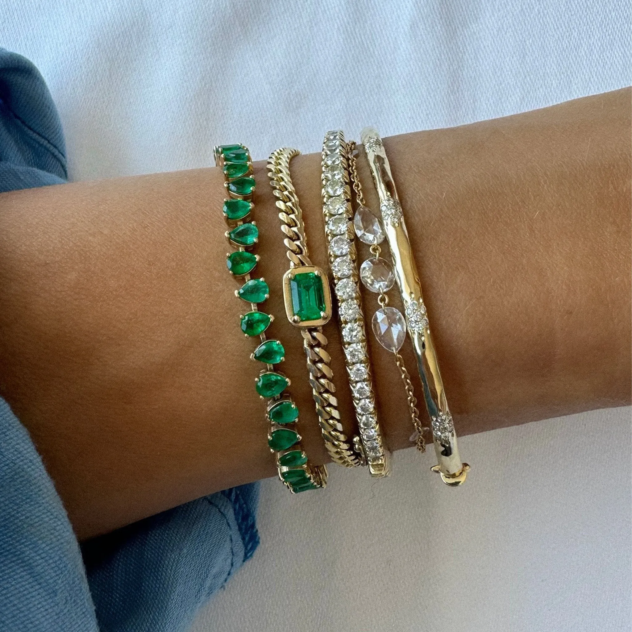 Baby Reverse Water Drop Emerald Tennis Bracelet | Ready to Ship