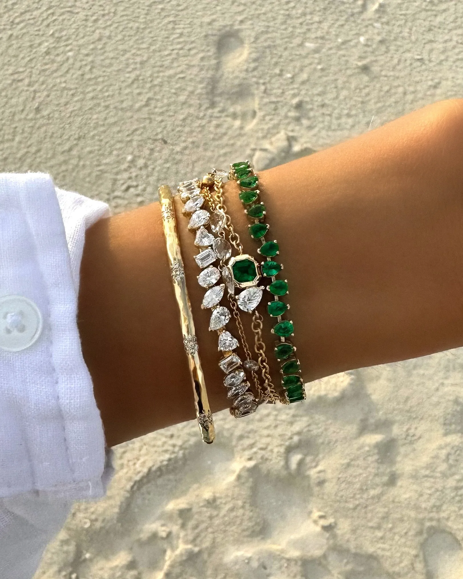 Baby Reverse Water Drop Emerald Tennis Bracelet | Ready to Ship