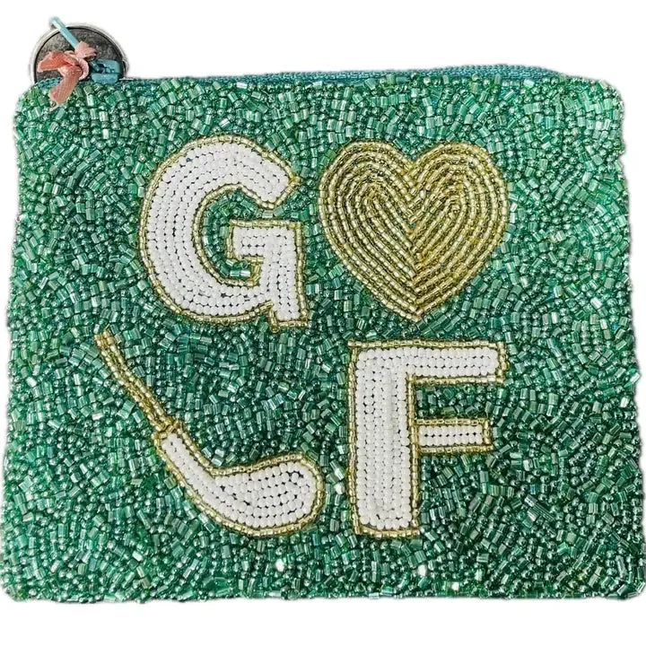 Beaded Sports Coin Pouch