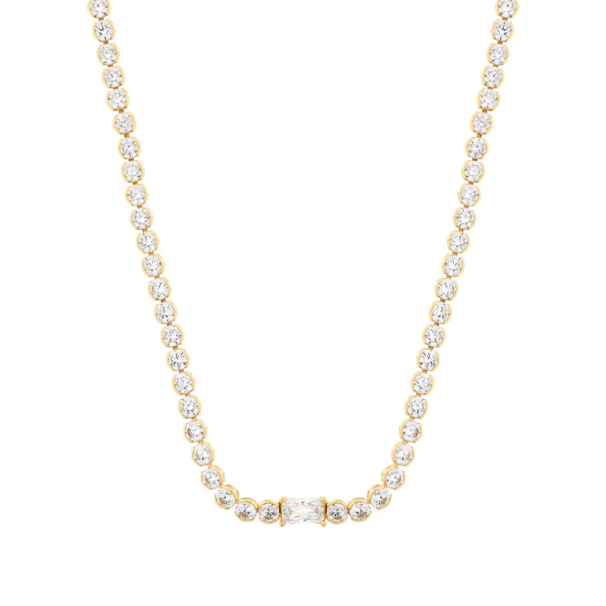 Bezel CZ Tennis Necklace