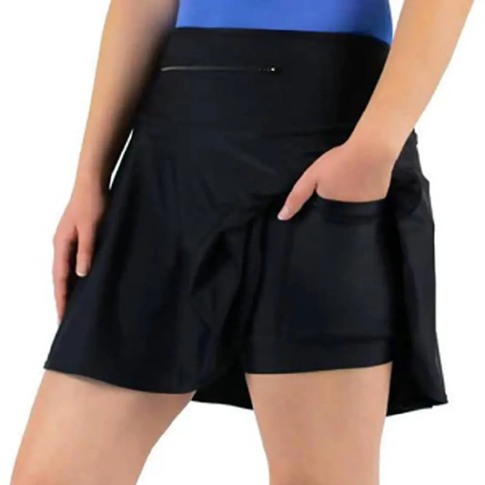 Black Silk Golf and Tennis Skort - FlutterCut™ /FrontZip