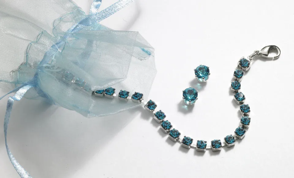 blue zircon tennis bracelet and earring set