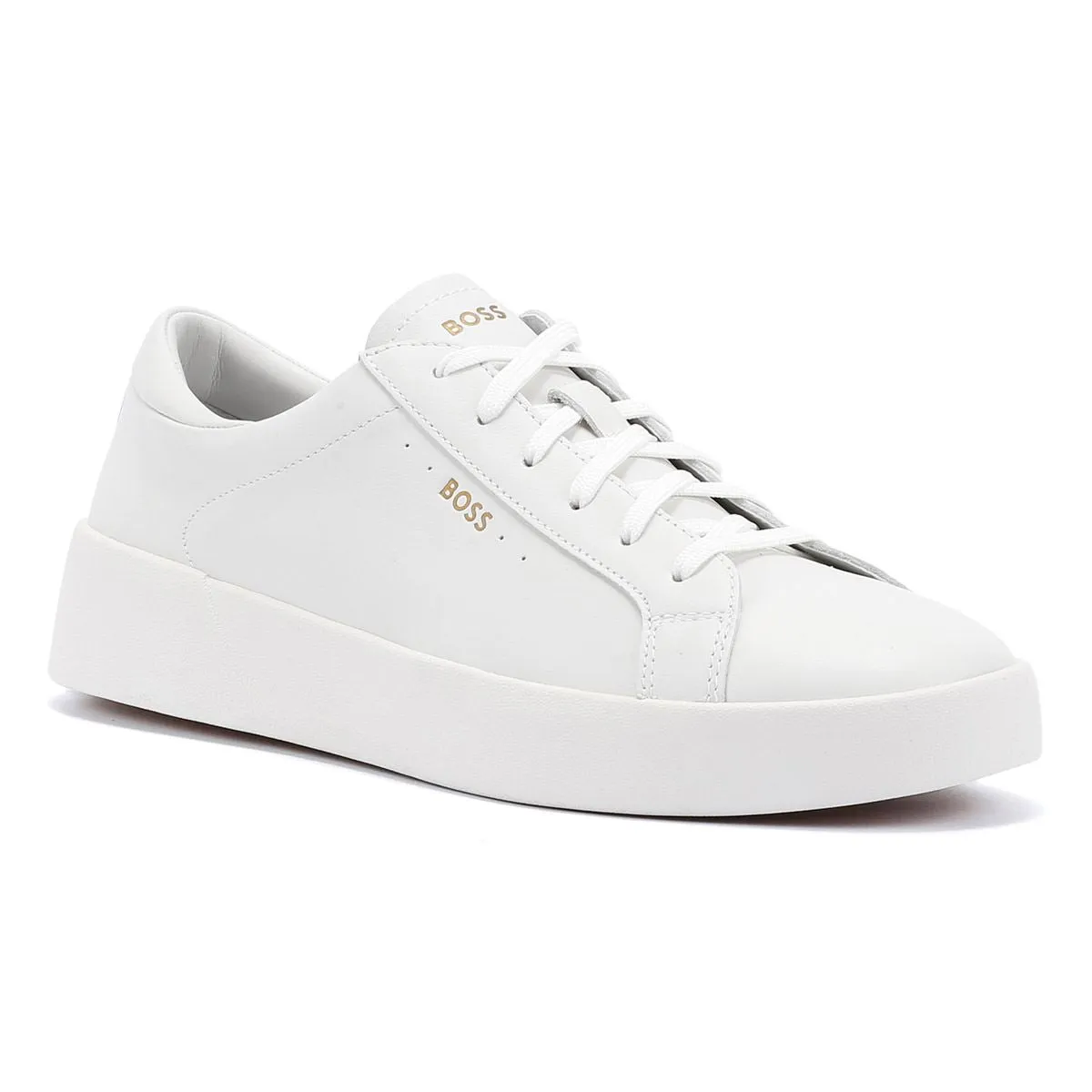 Boss Belwar Tennis Smooth Leather Men's White Trainers