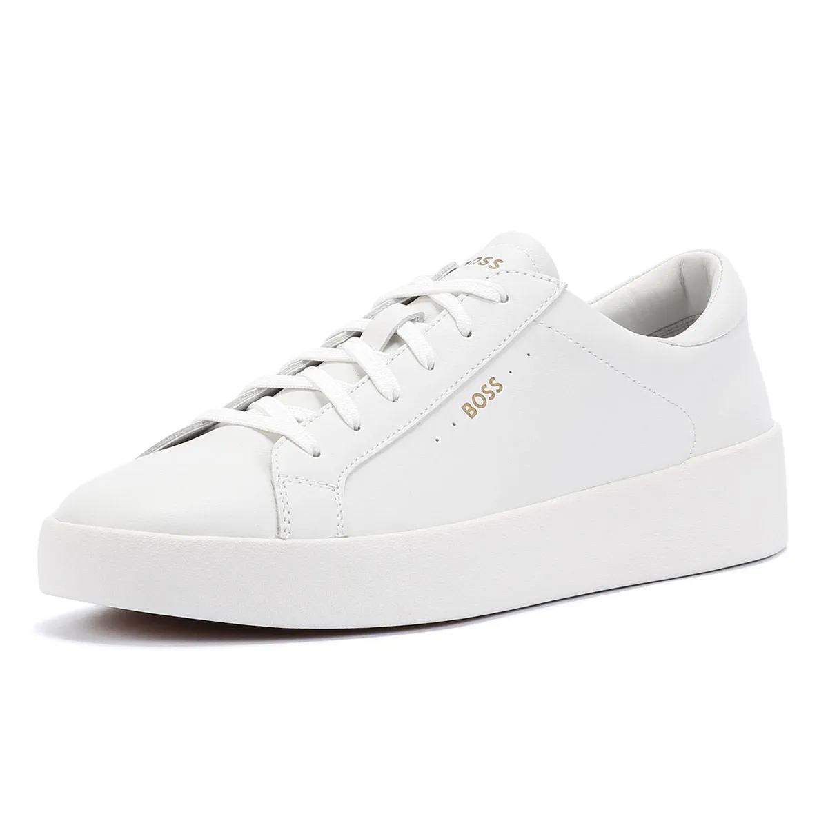 Boss Belwar Tennis Smooth Leather Men's White Trainers