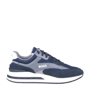 BOSS Kurt Suede Lace Up Dark Blue Trainers