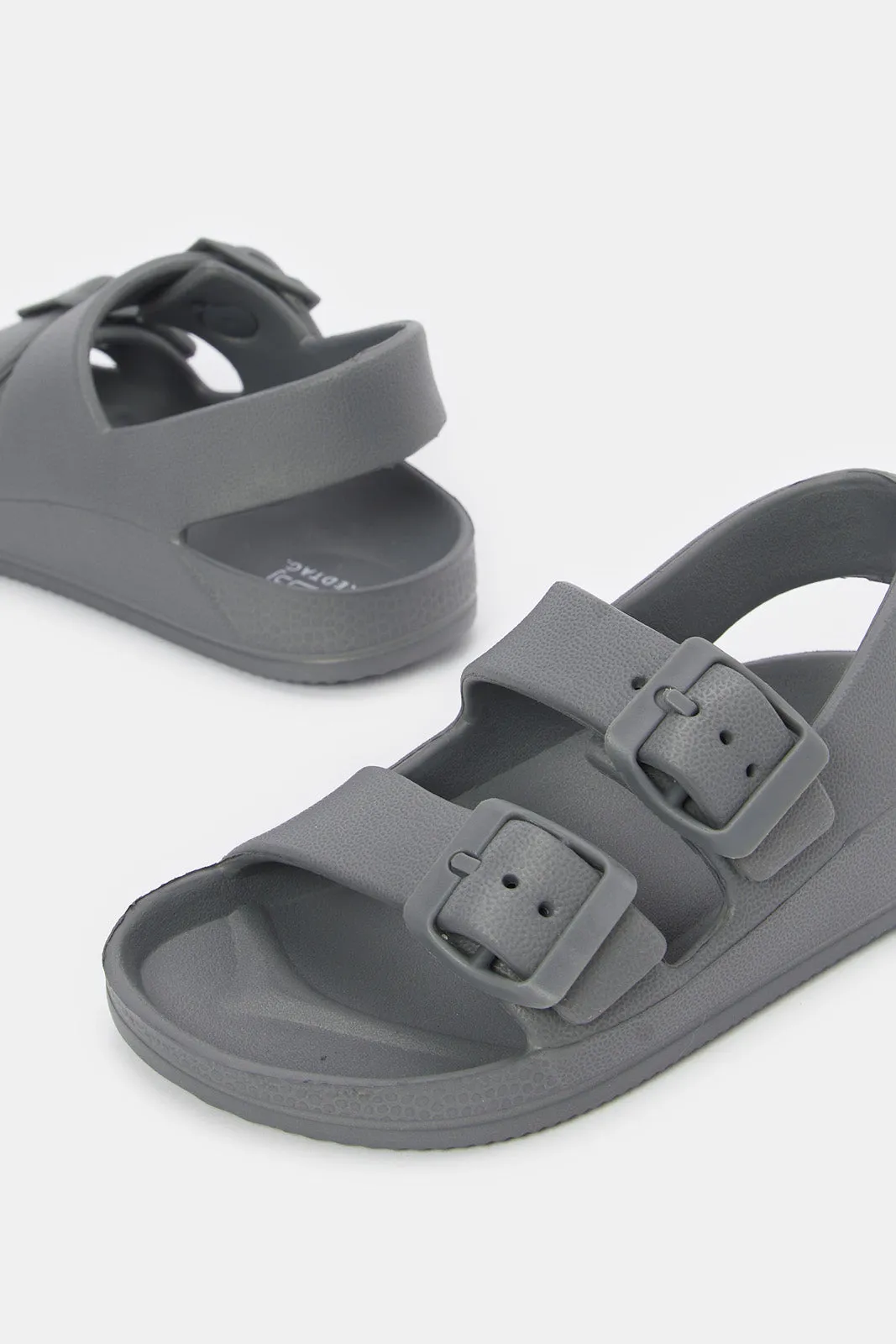 Boys Grey Buckle Slide With Backstrap