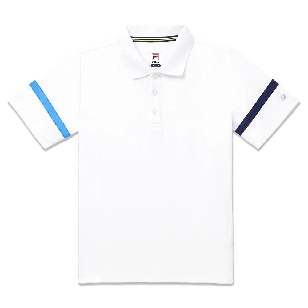 Boys' PLR Tennis Polo White and Navy