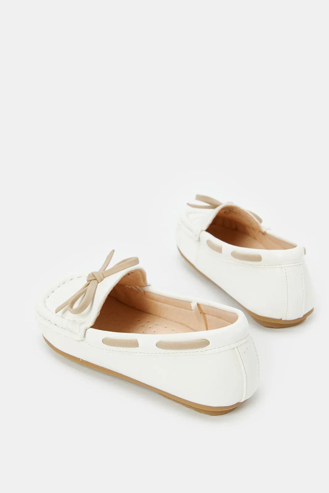 Boys White Bow Moccasin