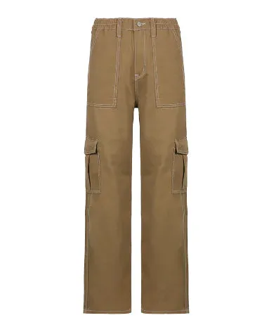 Cargo Solid Baggy Pants^