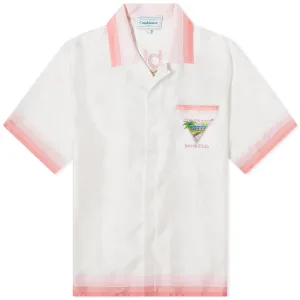 Casablanca Tennis Club Short Sleeve Silk Shirt, white