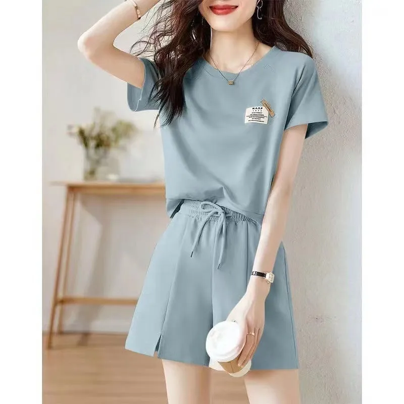 Casual Sports Suit Women's Summer  Fried Street Hot Girl Small Younger Fashion T-shirt Shorts Two-Piece Set