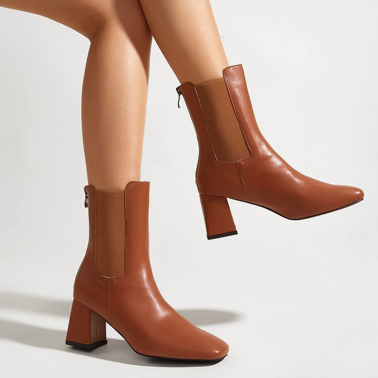 Chunky Heel Short Boots