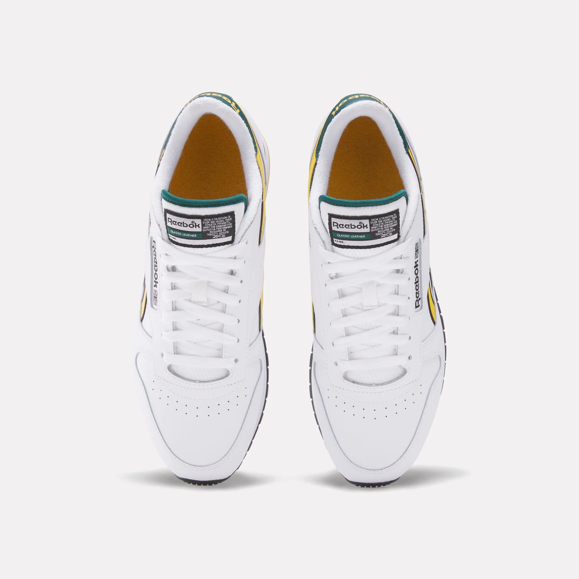 Classic Leather Shoes White/Gold/Collegiate Green